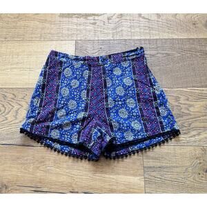 Hollister Boho Floral Pom Pom Trim High Waisted Shorts Juniors Sz 5 Festival